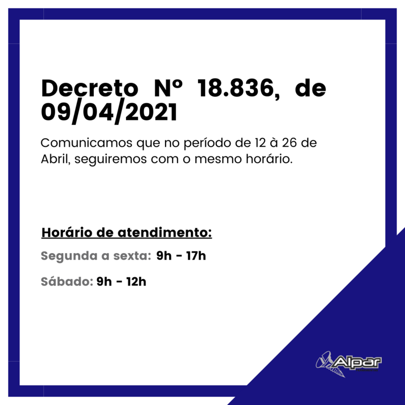 Decreto nº 18.836, de 09/04/2021